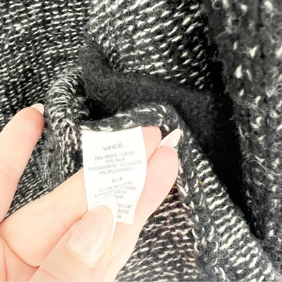 Vince Marled Wool Blend Chunky Knit Cardigan S Black - Picture 6 of 6